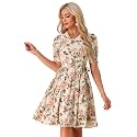 Allegra K Womens Vintage Peter Pan Collar Flowy Midi Floral Dress