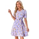 Allegra K Womens Vintage Peter Pan Collar Flowy Midi Floral Dress