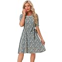 Allegra K Womens Vintage Peter Pan Collar Flowy Midi Floral Dress