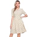 Allegra K Womens Vintage Peter Pan Collar Flowy Midi Floral Dress