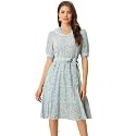 Allegra K Womens Vintage Peter Pan Collar Flowy Midi Floral Dress