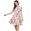 Allegra K Womens Vintage Peter Pan Collar Flowy Midi Floral Dress