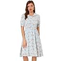 Allegra K Womens Vintage Peter Pan Collar Flowy Midi Floral Dress
