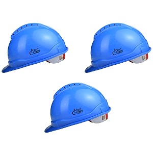 allen cooper industrial safety helmet sh-722 shell with ventilation plastic cradle with ratchet adjustable headband - blue pack of 3