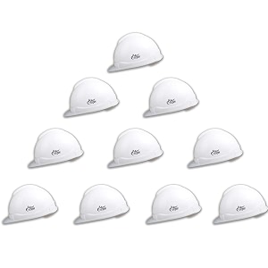 allen cooper industrial safety helmet sh-701 plastic cradle with manually adjustable headband - white pack of 10