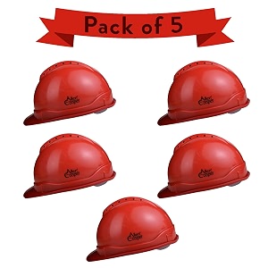allen cooper industrial safety helmet sh-702 shell with ventilation plastic cradle with manually adjustable headband - red pack of 5