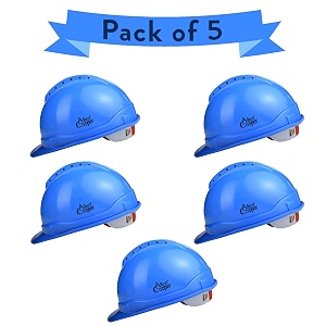 allen cooper industrial safety helmet sh-722 shell with ventilation plastic cradle with ratchet adjustable headband - blue pack of 5