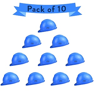 allen cooper industrial safety helmet sh-701 plastic cradle with manually adjustable headband - blue pack of 10