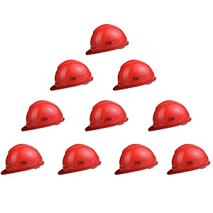 allen cooper industrial safety helmet sh-701 plastic cradle with manually adjustable headband - red pack of 10