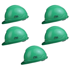 allen cooper industrial safety helmet sh-701 plastic cradle with manually adjustable headband - green pack of 5