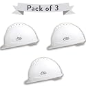 Allen Cooper Industrial Safety Helmet SH-702, Shell with Ventilation, Plastic Cradle with Manually Adjustable Headband - White (Pack of 3)