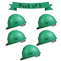 Allen Cooper Industrial Safety Helmet SH-722, Shell with Ventilation, Plastic Cradle with Ratchet Adjustable Headband - Green (Pack of 5)