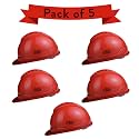 Allen Cooper Industrial Safety Helmet SH-702, Shell with Ventilation, Plastic Cradle with Manually Adjustable Headband - RED (Pack of 5)