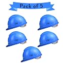 Allen Cooper Industrial Safety Helmet SH-722, Shell with Ventilation, Plastic Cradle with Ratchet Adjustable Headband - Blue (Pack of 5)