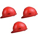 Allen Cooper Industrial Safety Helmet SH-701, Plastic Cradle with Manually Adjustable Headband - RED (Pack of 3)