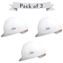 Allen Cooper Industrial Safety Helmet SH-722, Shell with Ventilation, Plastic Cradle with Ratchet Adjustable Headband - White (Pack of 3)