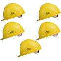Allen Cooper Industrial Safety Helmet SH-722, Shell with Ventilation, Plastic Cradle with Ratchet adjustable Headband - YELLOW (Pack Of 5)