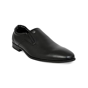Allen Cooper Mens Black Genuine Leather Loafers