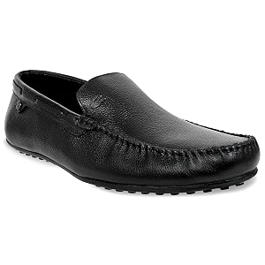 Allen Cooper Mens Black Genuine Leather Loafers