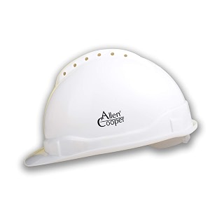 allen cooper safety helmet sh-702 shell with ventilation plastic cradle with manually adjustable headband - white