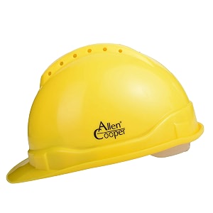 allen cooper safety helmet sh-702 shell with ventilation plastic cradle with manually adjustable headband - yellow