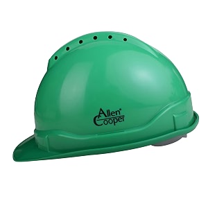 allen cooper safety helmet sh-702 shell with ventilation plastic cradle with manually adjustable headband - green