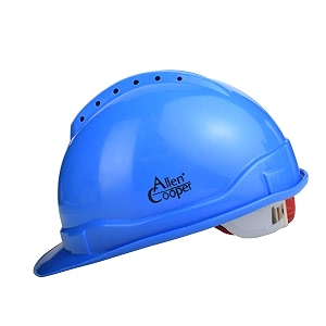 allen cooper safety helmet sh-722 shell with ventilation plastic cradle with ratchet adjustable headband - blue
