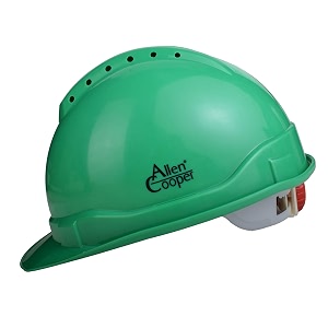 allen cooper safety helmet sh-722 shell with ventilation plastic cradle with ratchet adjustable headband - green