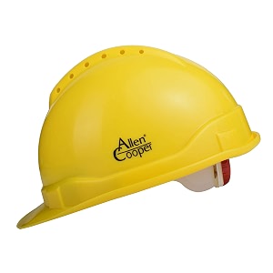 allen cooper safety helmet sh-722 shell with ventilation plastic cradle with ratchet adjustable headband - yellow