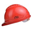 Allen Cooper Safety Helmet SH-722, Shell with Ventilation, Plastic Cradle with Ratchet Adjustable Headband - RED