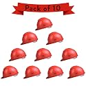Allen Cooper Industrial Safety Helmet SH-722, Shell with Ventilation, Plastic Cradle with Ratchet Adjustable Headband - RED (Pack of 10)
