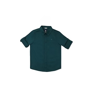 allen solly boys39 solid casual shirt  roll-up sleeves  regular fit  soft cotton feel  school