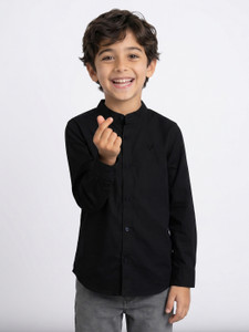 Allen Solly Boys Solid Casual Black Shirt