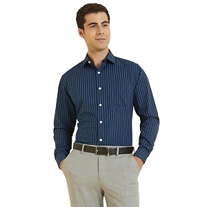 Allen Solly Mens Striped Cotton Blend Formal