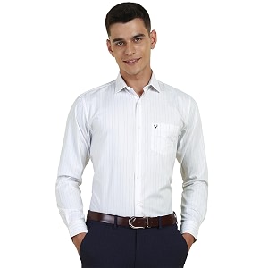 Allen Solly Mens Striped Cotton Blend Formal
