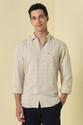 Allen Solly Men Checkered Casual Beige Shirt