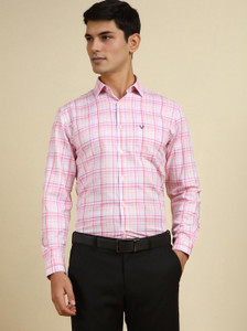 Allen Solly Men Checkered Formal Pink Shirt