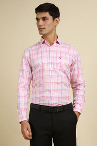 Allen Solly Men Checkered Formal Pink Shirt
