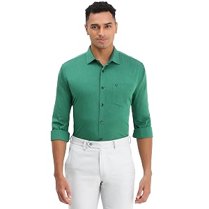 Allen Solly Men Green Slim Fit Textured