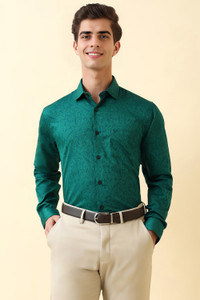 Allen Solly Men Printed Formal Green Shirt