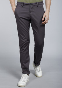 Allen Solly Men Regular Fit Grey Cotton