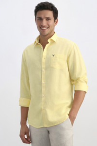 Allen Solly Men Solid Casual Yellow Shirt