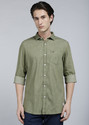 Allen Solly Men Self Design Formal Green