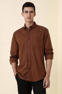 Allen Solly Men Solid Casual Brown Shirt