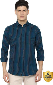 allen solly men super slim fit striped button down collar casual shirt