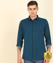 Allen Solly Men Striped Casual Blue, Black Shirt