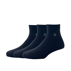 allen solly mens cotton quarter length socks pack of 3 black