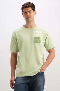 Allen Solly Printed Men Round Neck Green