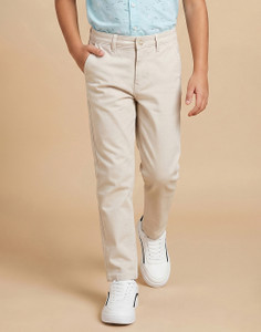 allen solly slim fit boys cream trousers