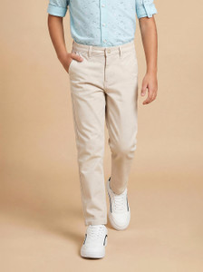 allen solly slim fit boys cream trousers